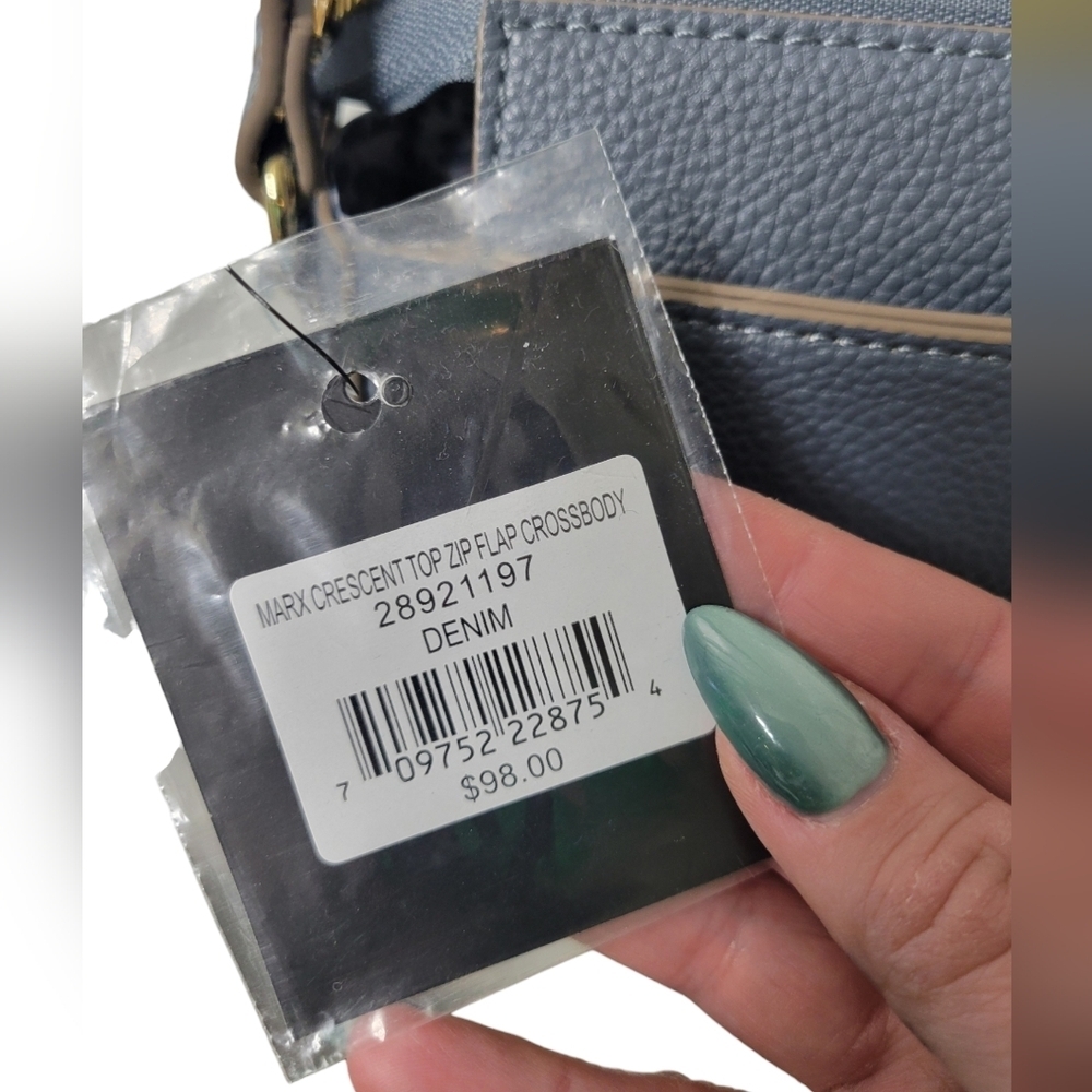 Nanette Lepore Half Moon Crossbody Bag | Vegan Leather & Suede | Top Zip Flap - Picture 5 of 12